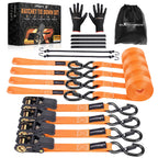 Set of 4 S-Hook Ratchet Straps for ATV Motorcycle Trailer Truck