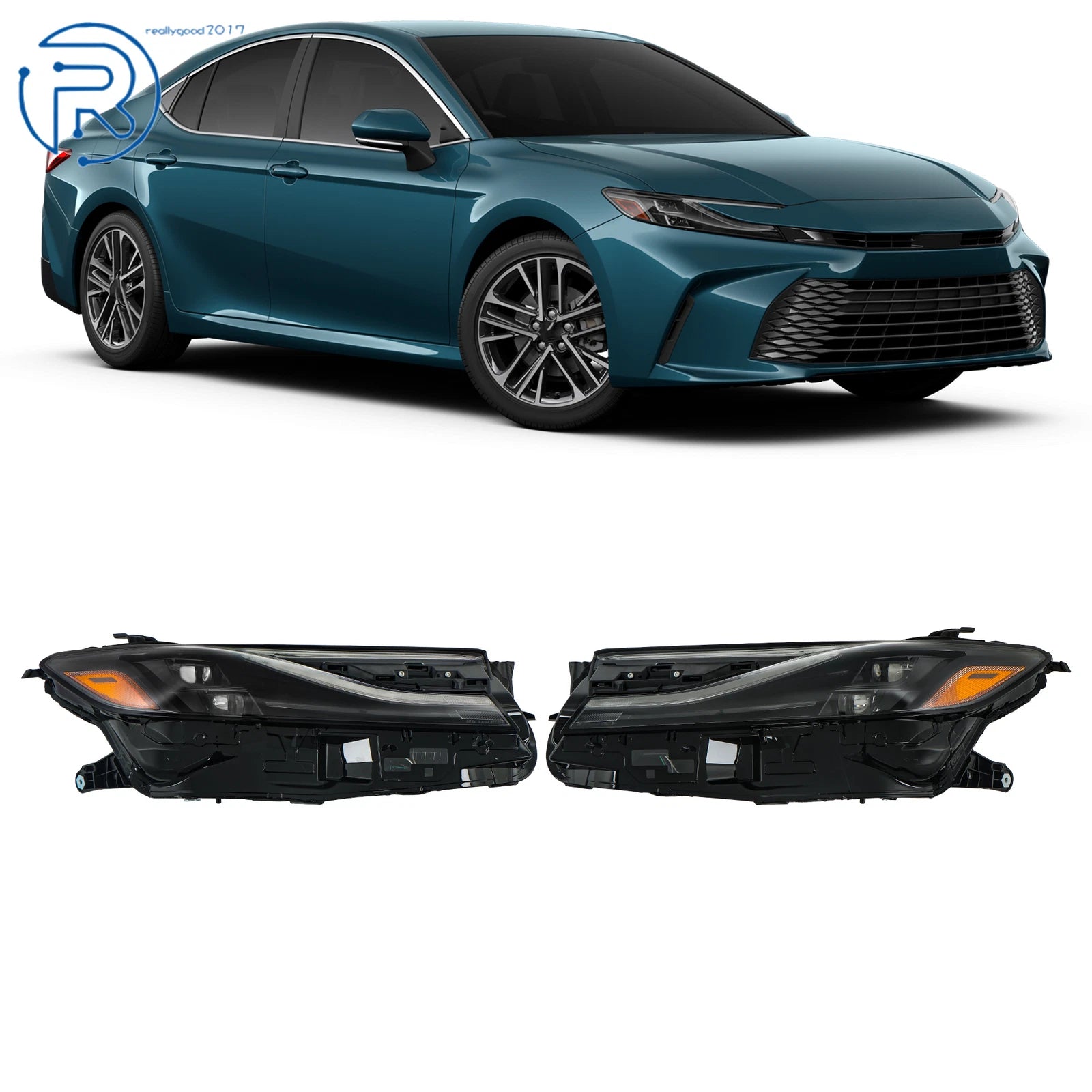 LED Headlights for Toyota Camry XSE XLE (2025) Left+Right Side Double Lens Black