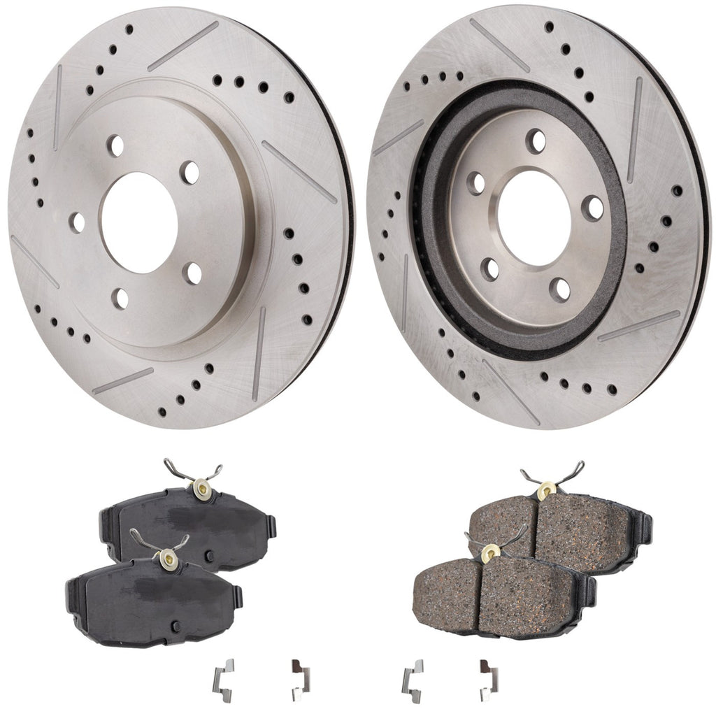 Brake Disc and Pad Kit for Ford Mustang (2005–2011) Rear Left Right Cross-drilled