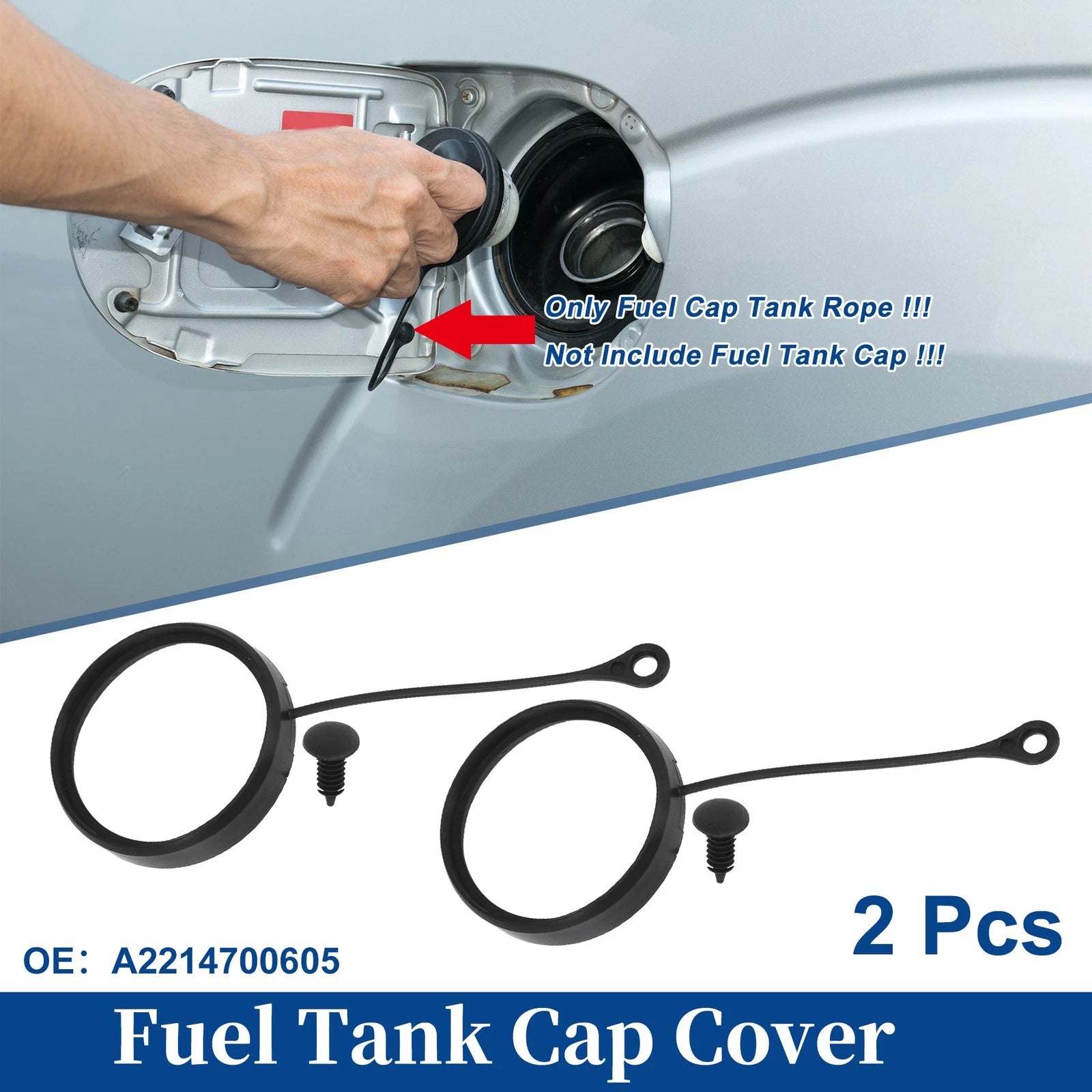 2X Fuel Tank Cap Tether for Mercedes-Benz E320 (2003–2005) No.A2214700605