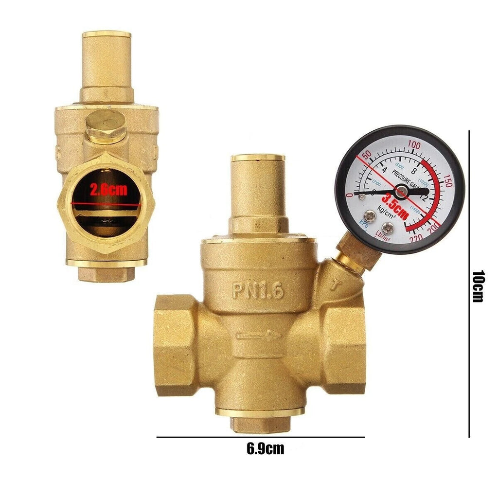Adjustable Water Pressure Reducer Valve with Gauges for DN20