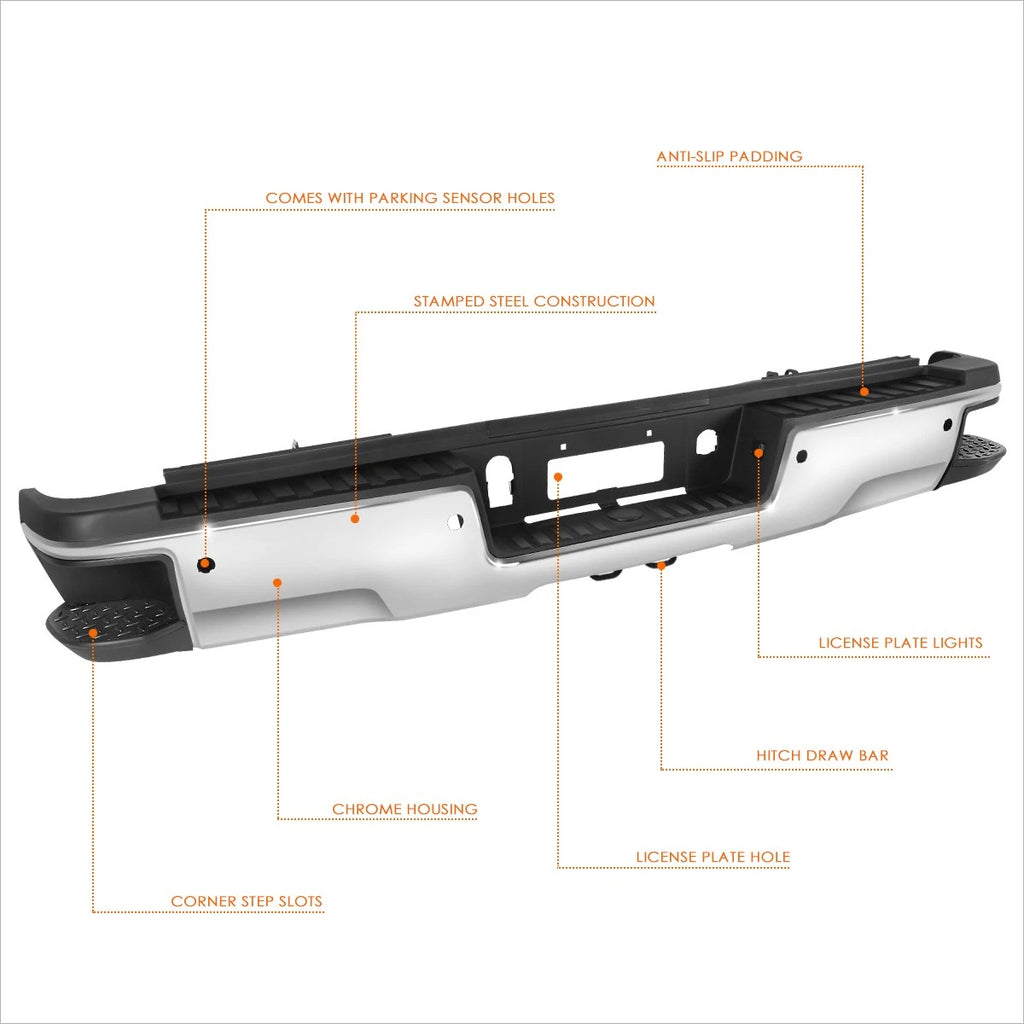 Rear Bumper Assembly with Sensor Holes for Silverado/Sierra 2500/3500HD (2015–2019)