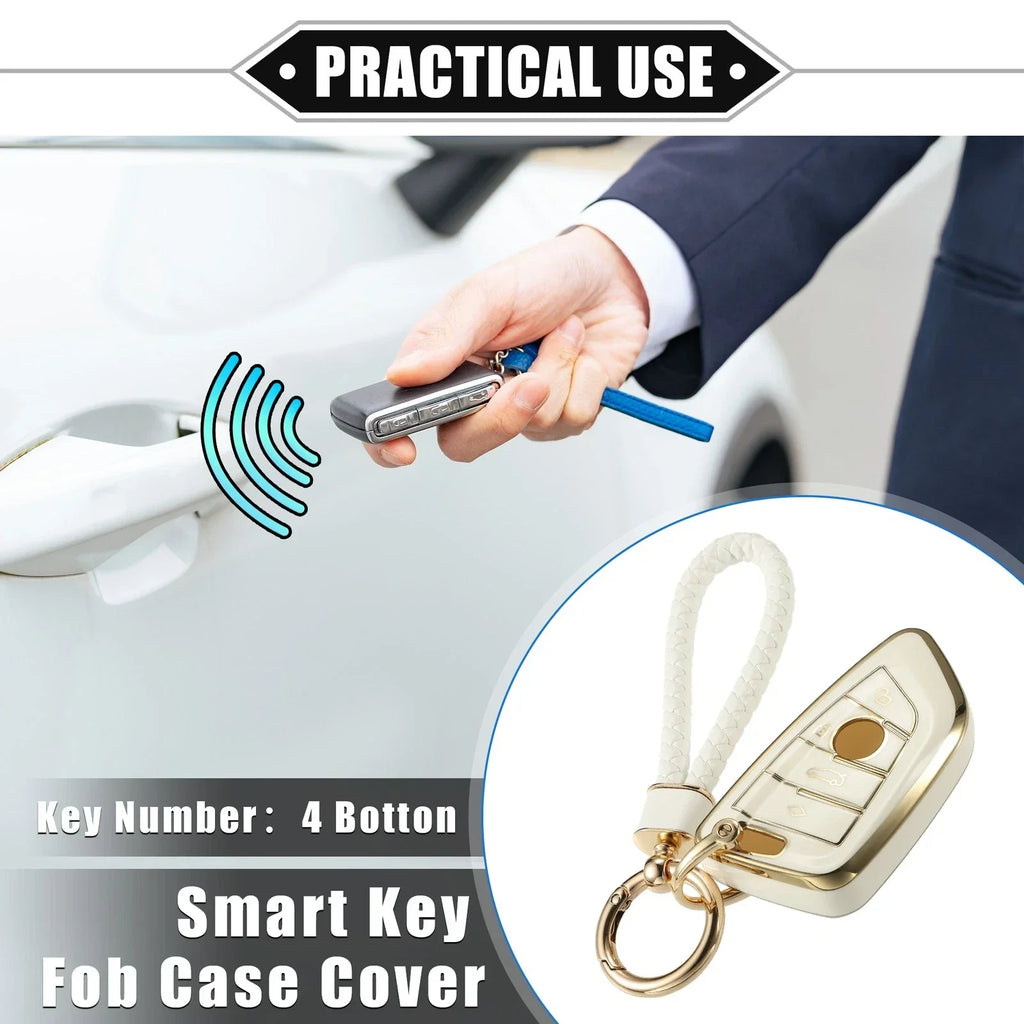 1 Set 4 Button Remote Keyless Key Fob Cover for BMW X1 X3 X5 X6 X7 White