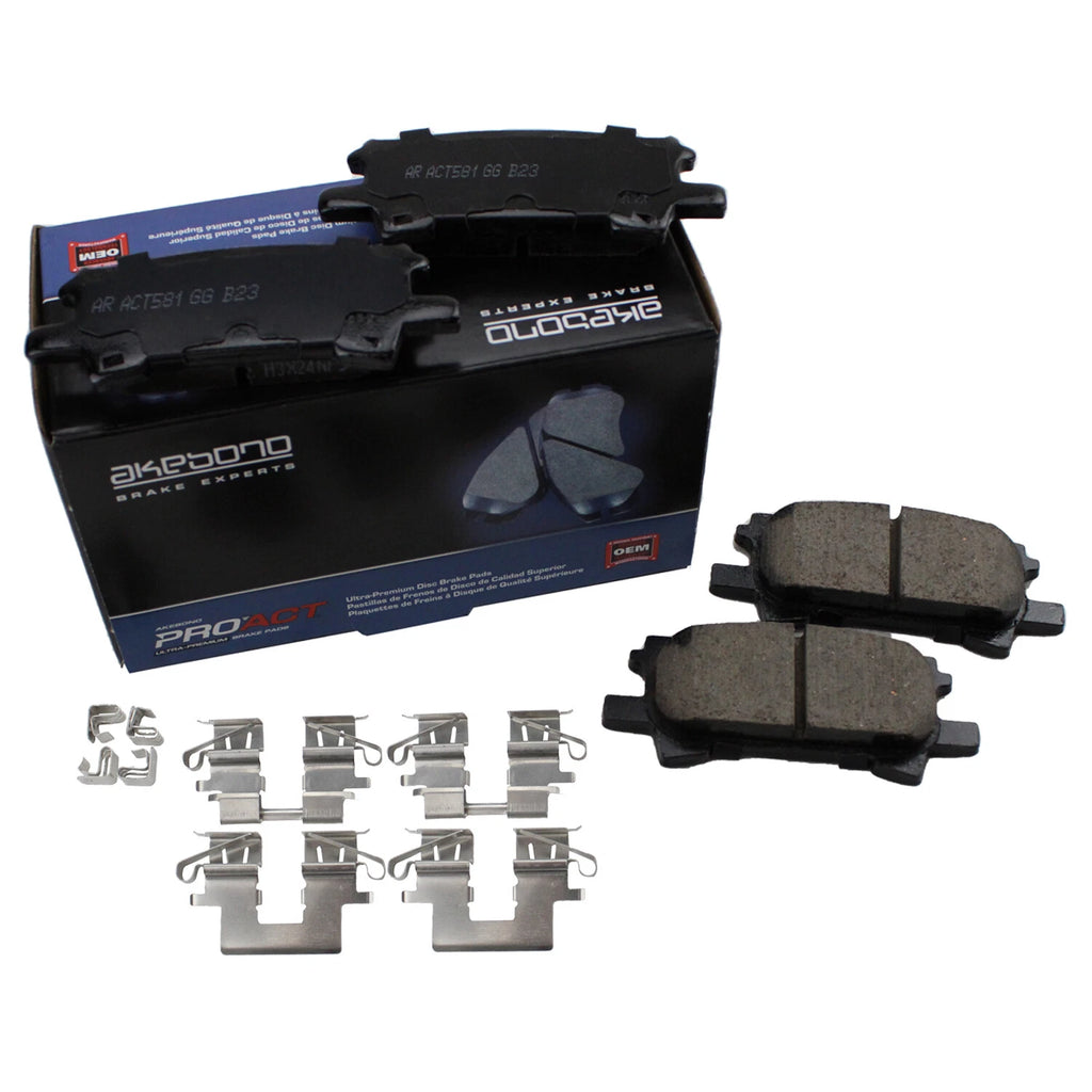 Set of 4 Akebono ProACT Rear Ceramic Disc Brake Pads for RX330 RX350 RX400h (2004–2009)