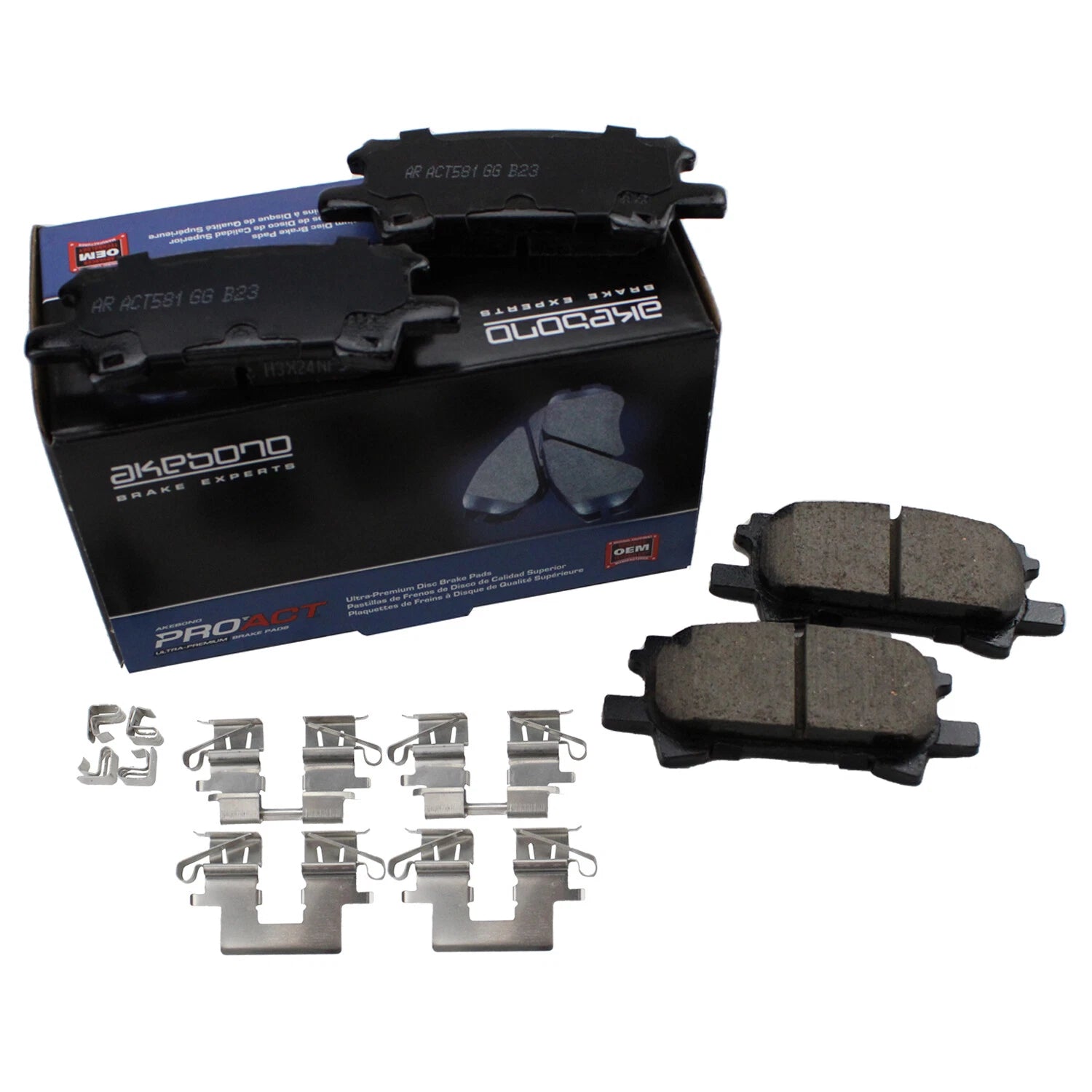 Set of 4 Akebono ProACT Rear Ceramic Disc Brake Pads for RX330 RX350 RX400h (2004–2009)