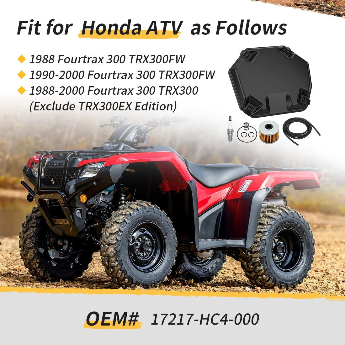 Oil Filter & Spark Plug Kit for Honda TRX300FW (1998–2000)