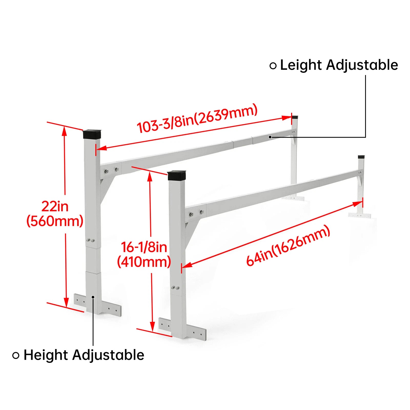 Adjustable Aluminum Roof Ladder Rack Bracket for Enclosed Trailers (Any Year)