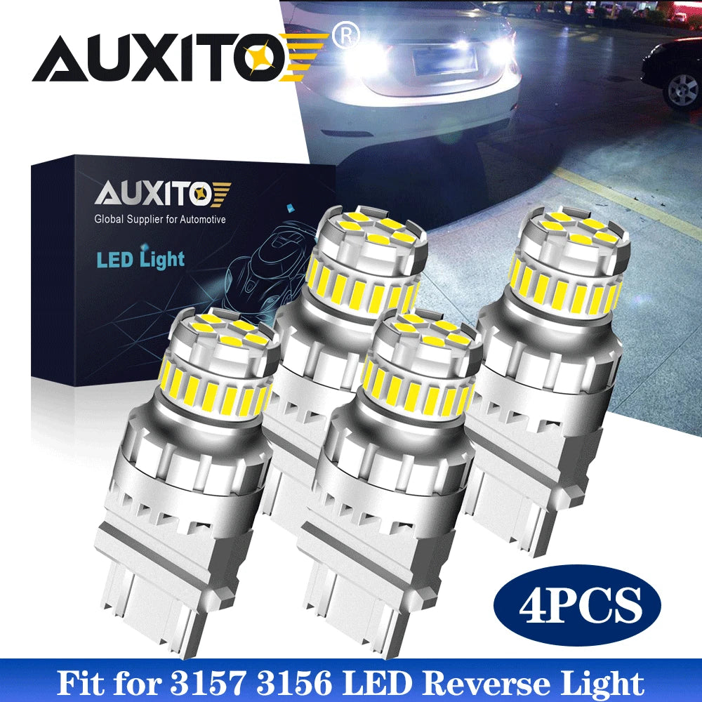 4X AUXITO 3156 3157 LED Bulbs for Backup Reverse Turn Signal Light (6500K)