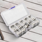 72 PCS Assorted Glass Tube Fuses for Cars (0.5A–30A)