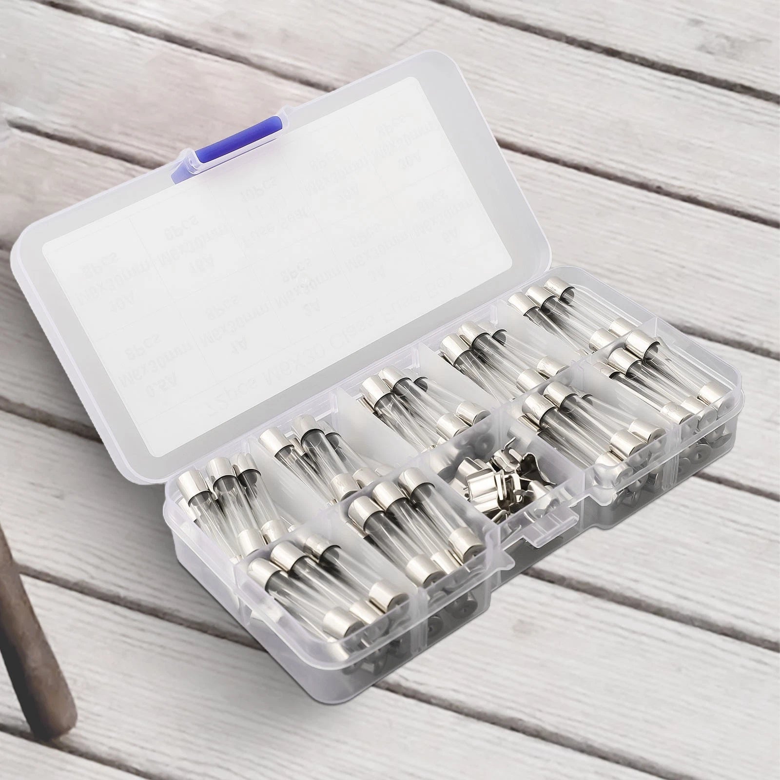 72 PCS Assorted Glass Tube Fuses for Cars (0.5A–30A)