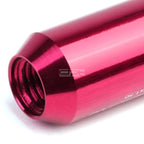 Set of 4 Open-End Aluminum Pink Lug Nuts + Adapter M12x1.5 (20mm OD/60mm Tall)