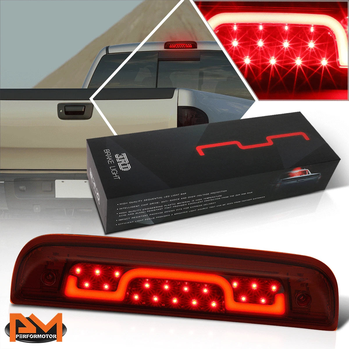 Sequential-Solid 2-Stage LED Third Tail Brake Light for Silverado/Sierra (2014–2024)