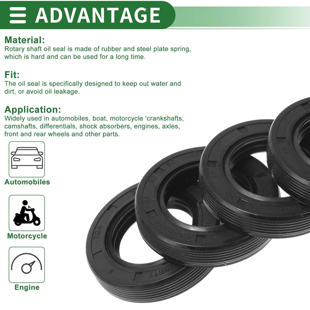 Set of 5 Oil Seal TG4 Lip Seal Ring 30x50x10mm NBR Rubber for Rotary Shaft