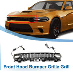 Front Upper Hood Bumper Grille for Dodge Charger (2015–2023) Plastic Black