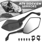 Universal ATV Rectangular Convex Side View Mirrors (Handlebar Mount)