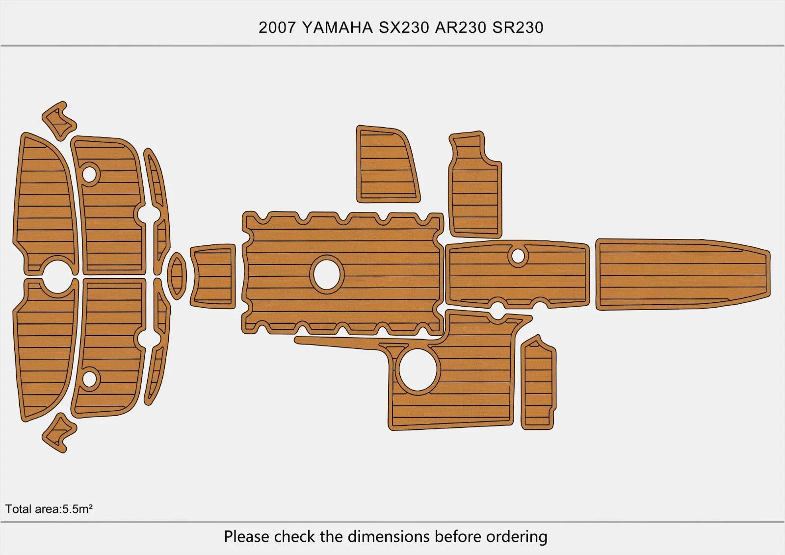 EVA Faux Teak Floor Mat for Yamaha SX SR AR 230 (2009)