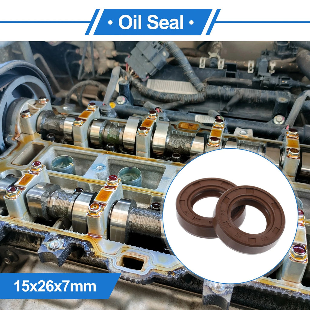 Set of 2 Oil Seal Rotary Shaft Seal FKM Rubber 15x26x7mm