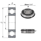 Deep Groove Ball Bearings 6001NR2RS for Scooter Skateboard (12x28x8mm)