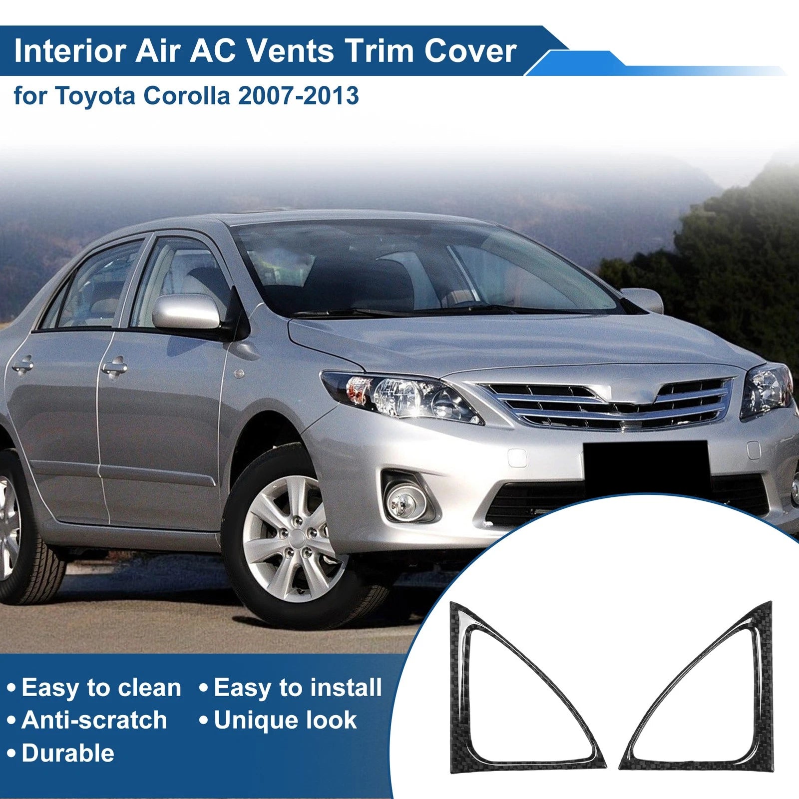 Set of 2 Air Condition Outlet Vent Trim Cover Frames for Toyota Corolla (2007–2013)