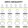640pcs Aluminium Metric Sealing Rings Oil Drain Seal Set
