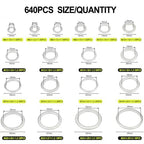 640pcs Aluminium Metric Sealing Rings Oil Drain Seal Set