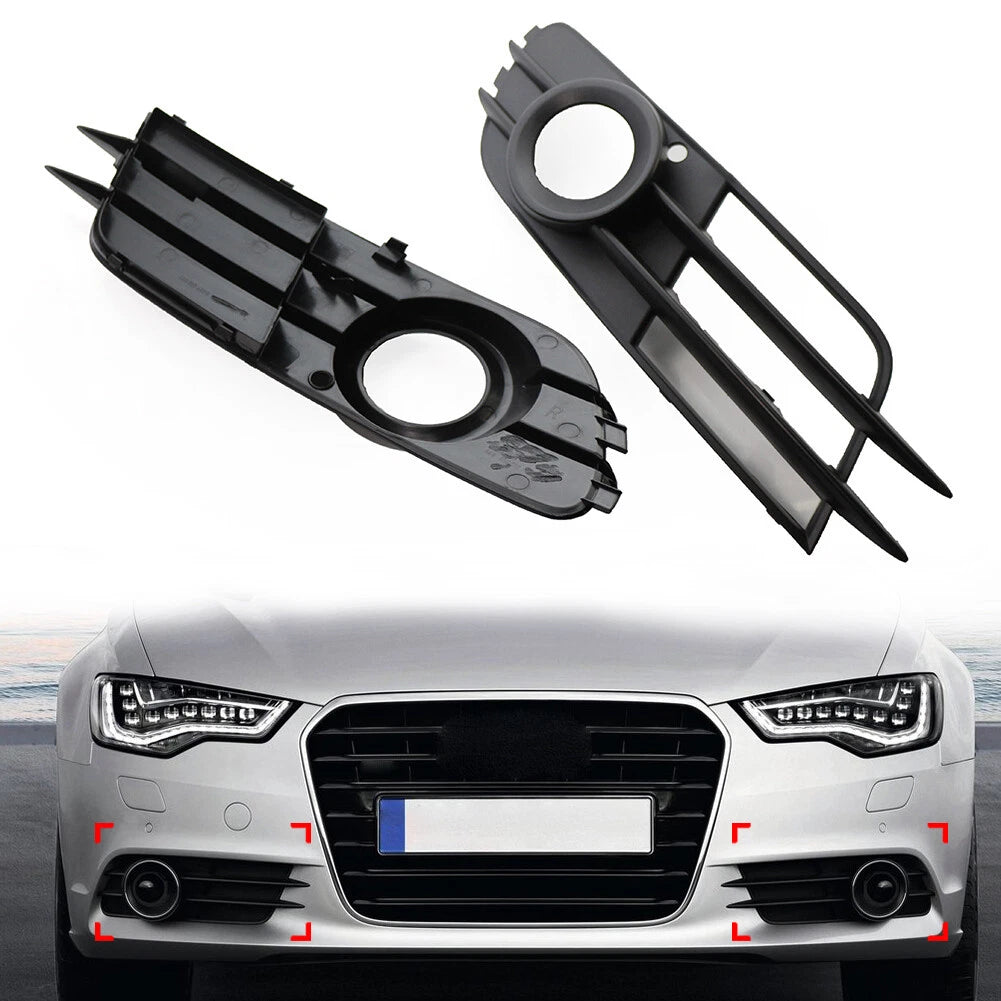 1 Pair Fog Light Grille for Audi A6 C7 (2012–2015) - Black ABS