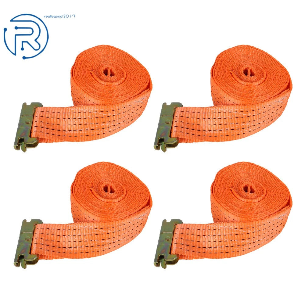 Set of 4 E-Track Ratchet Straps 2" x 15' 4400LB Heavy Duty Tie Down