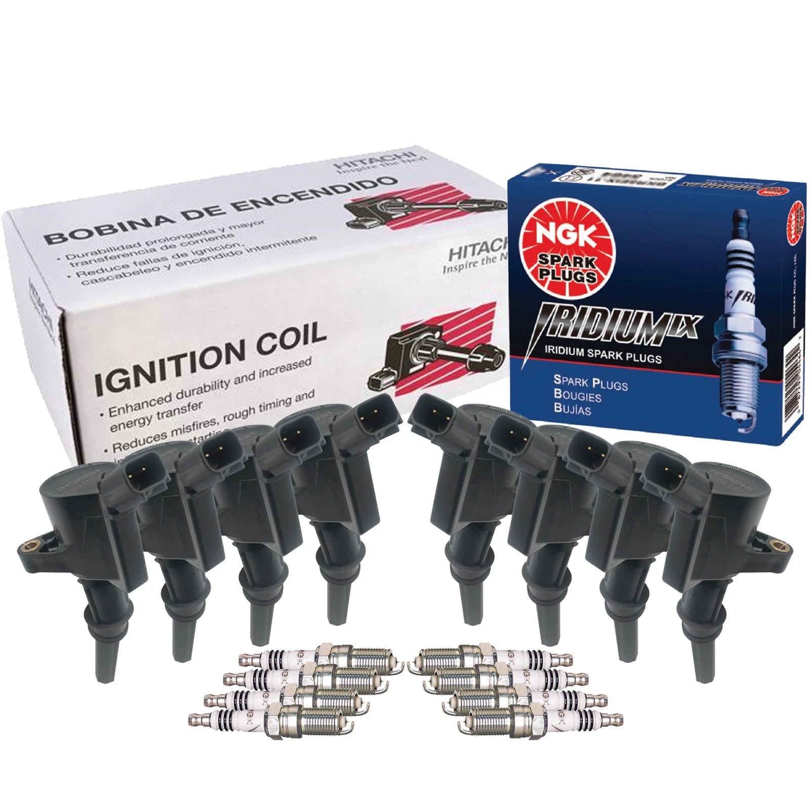 Set of 8 Ignition Coils & Spark Plugs for Ford Lincoln V8