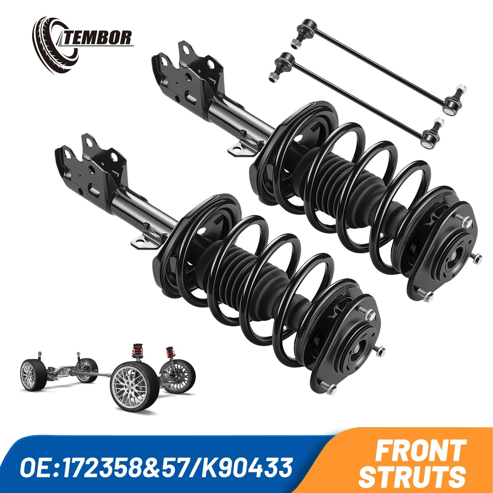 Front Struts Shocks Assembly with Sway Bar Links for 2004-2009 Toyota Prius (2004–2009)