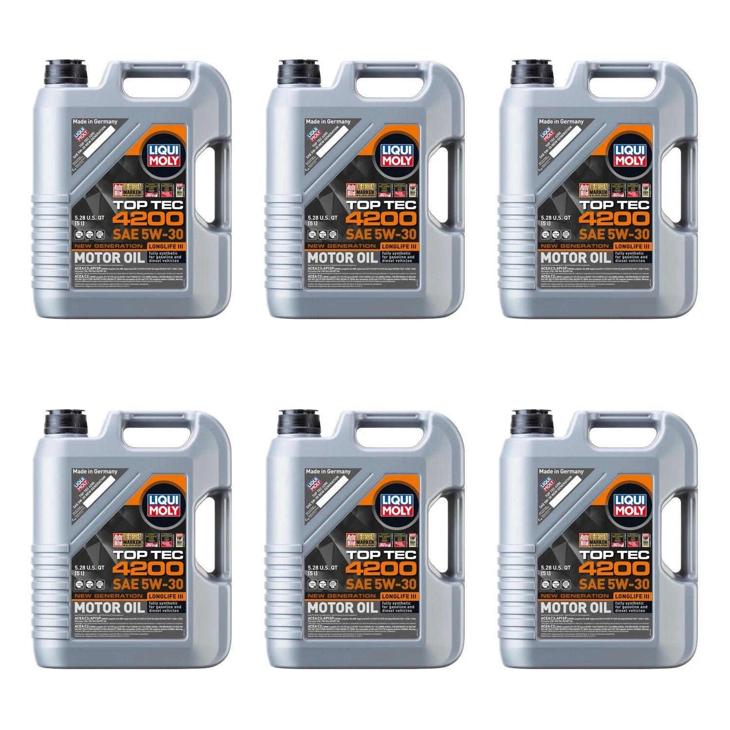 Set of 6 Liqui Moly Top Tec 4200 5W-30 Engine Motor Oil (30L)