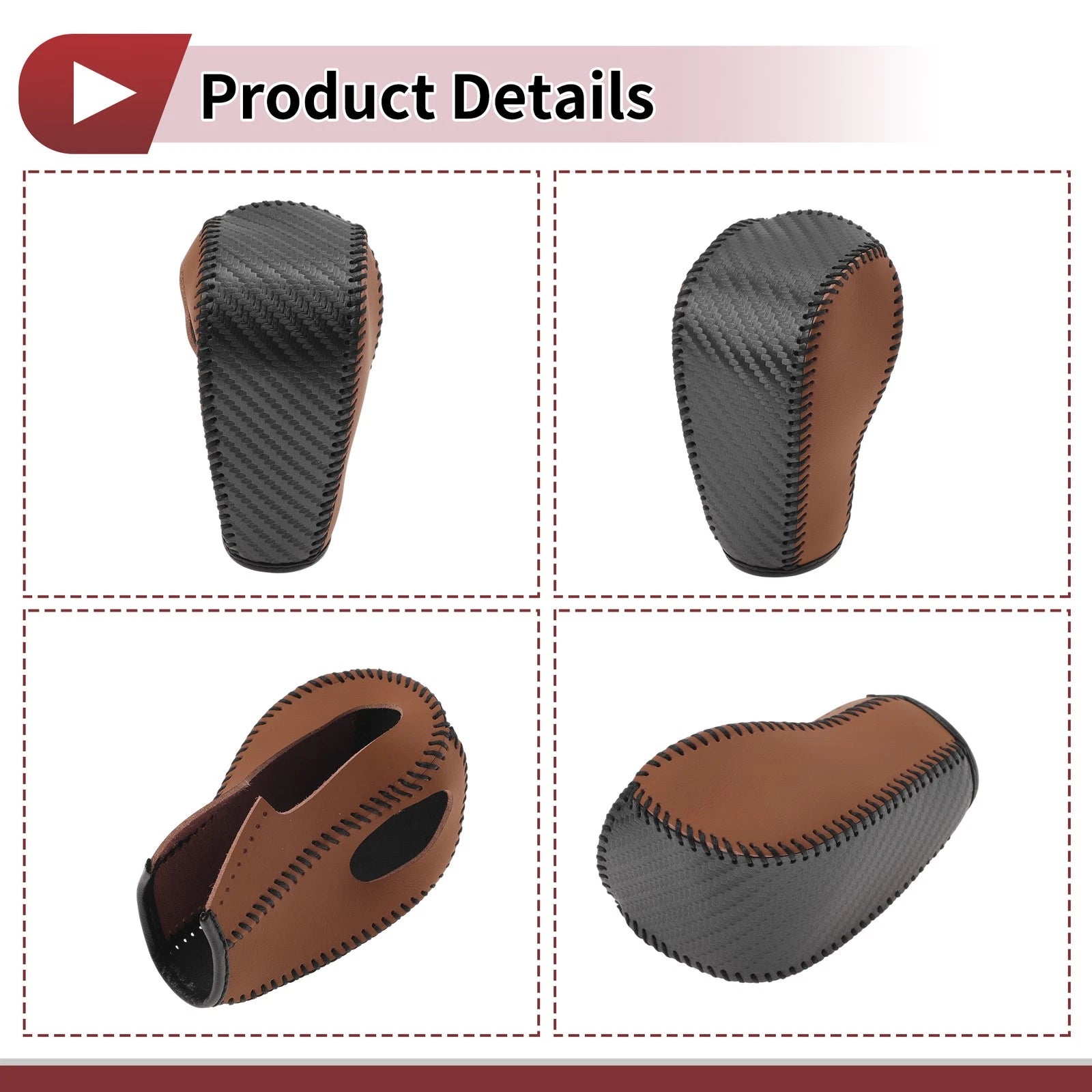 Gear Shift Knob Cover for Ford Edge (2011–2014) Brown Faux Leather