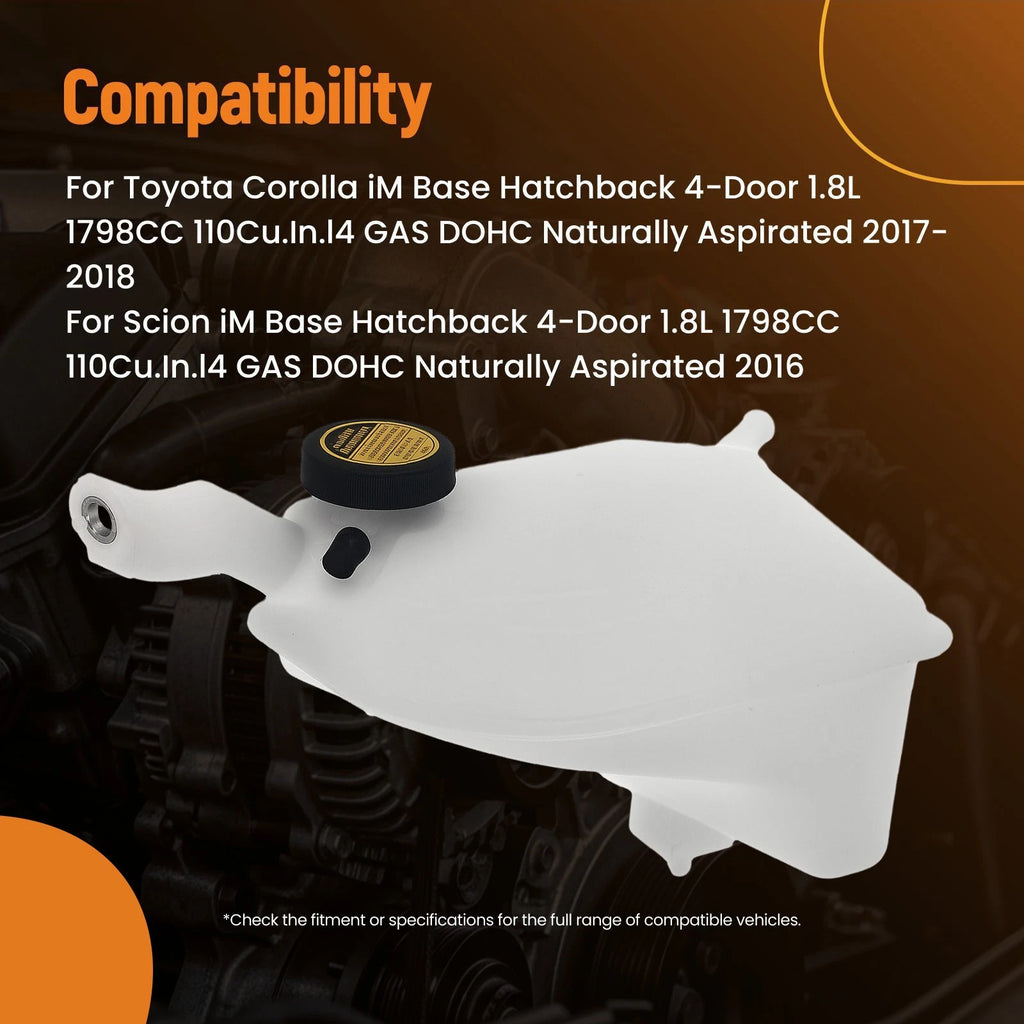 Coolant Radiator Expansion Tank w/ Cap for Toyota Corolla, Scion (2008–2018) 164800D030