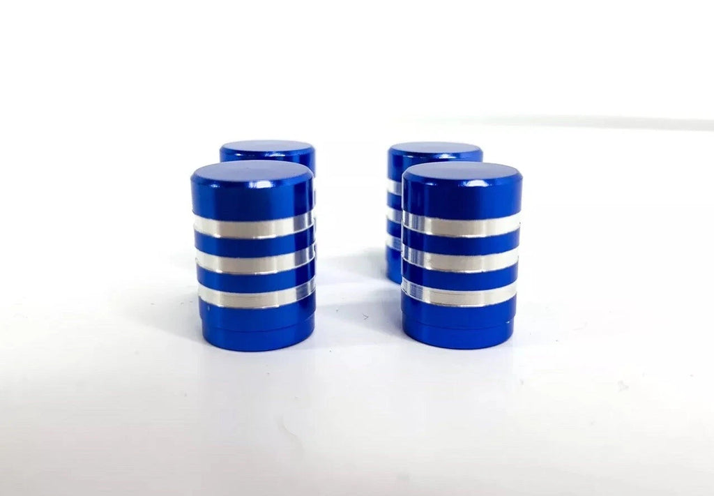 Tire Valve Stem Air Caps Blue Billet Aluminum Replacement for Truck Car (—)
