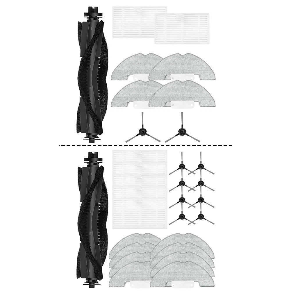 Main Brush 2 Side Brushes 2 Filters 4 Mop Cloths for Proscenic Q20 Plus