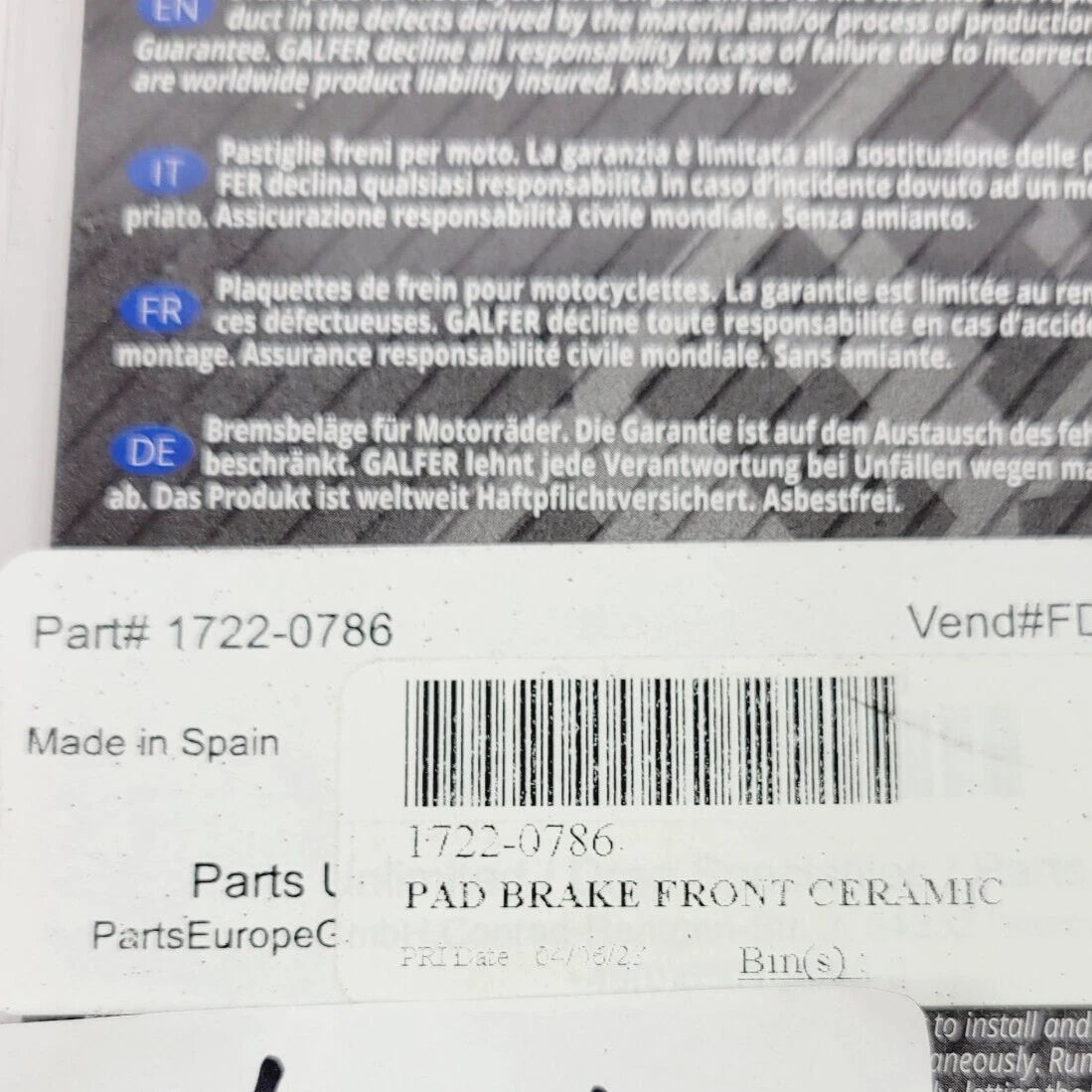 Galfer FD219G1370 Sintered Brake Pads for Harley FLS (2015–2019)