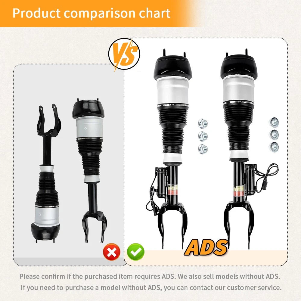 Pair Front Air Suspension Shock Struts w/ADS for Mercedes GL450 GLS550 (2013–2019)