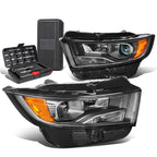 Pair of Projector Headlights for Ford Edge (2015–2018) Black/Amber