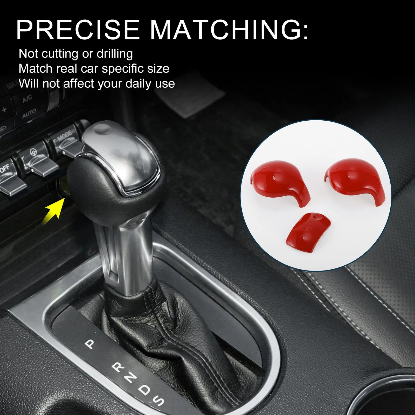 Gear Shift Knob Decorator Cover for Ford Mustang (2015–2023) Red