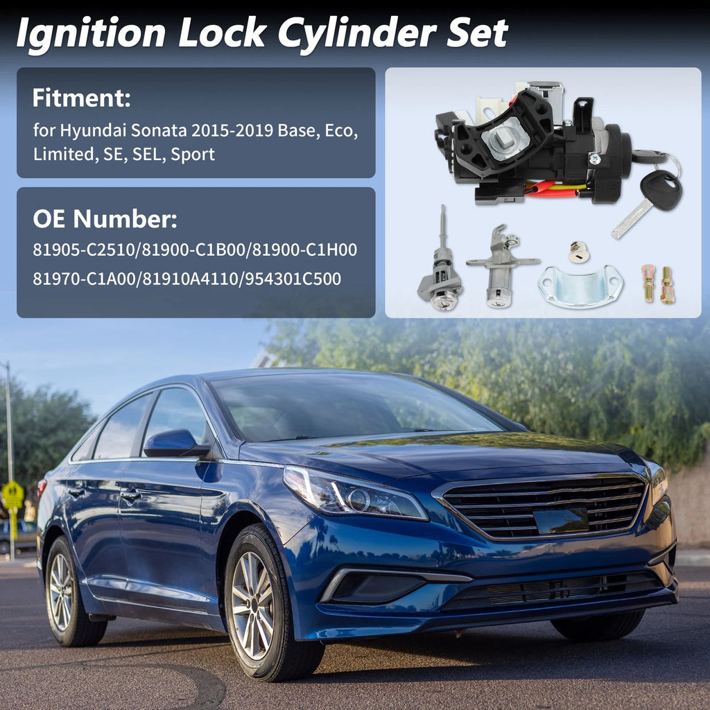 Ignition Lock Cylinder Assembly for Hyundai Sonata (2015–2019) 1 Set 81905-C2510
