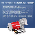 High Torque Mini Starter for Chevy Small & Big Block (153-168 Tooth)