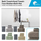Set of 7 Cotton Towels for Bath, Outdoor, Swimming