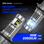 2X NOVSIGHT HB1 9004 LED Headlight Bulbs Kit Hi/Lo Beam (2000–2023)