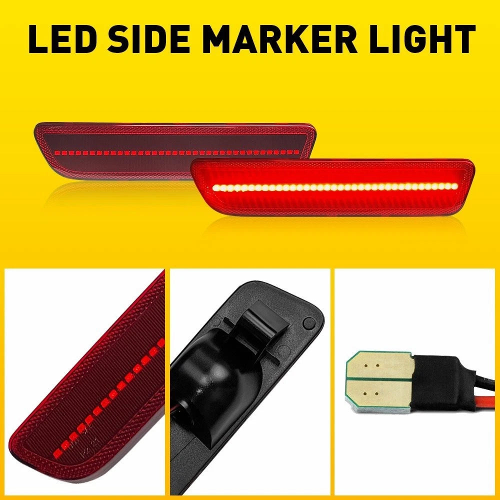 Set of 2 Rear Red Signal LED Side Marker Lights for Ford Mustang (2005–2009)