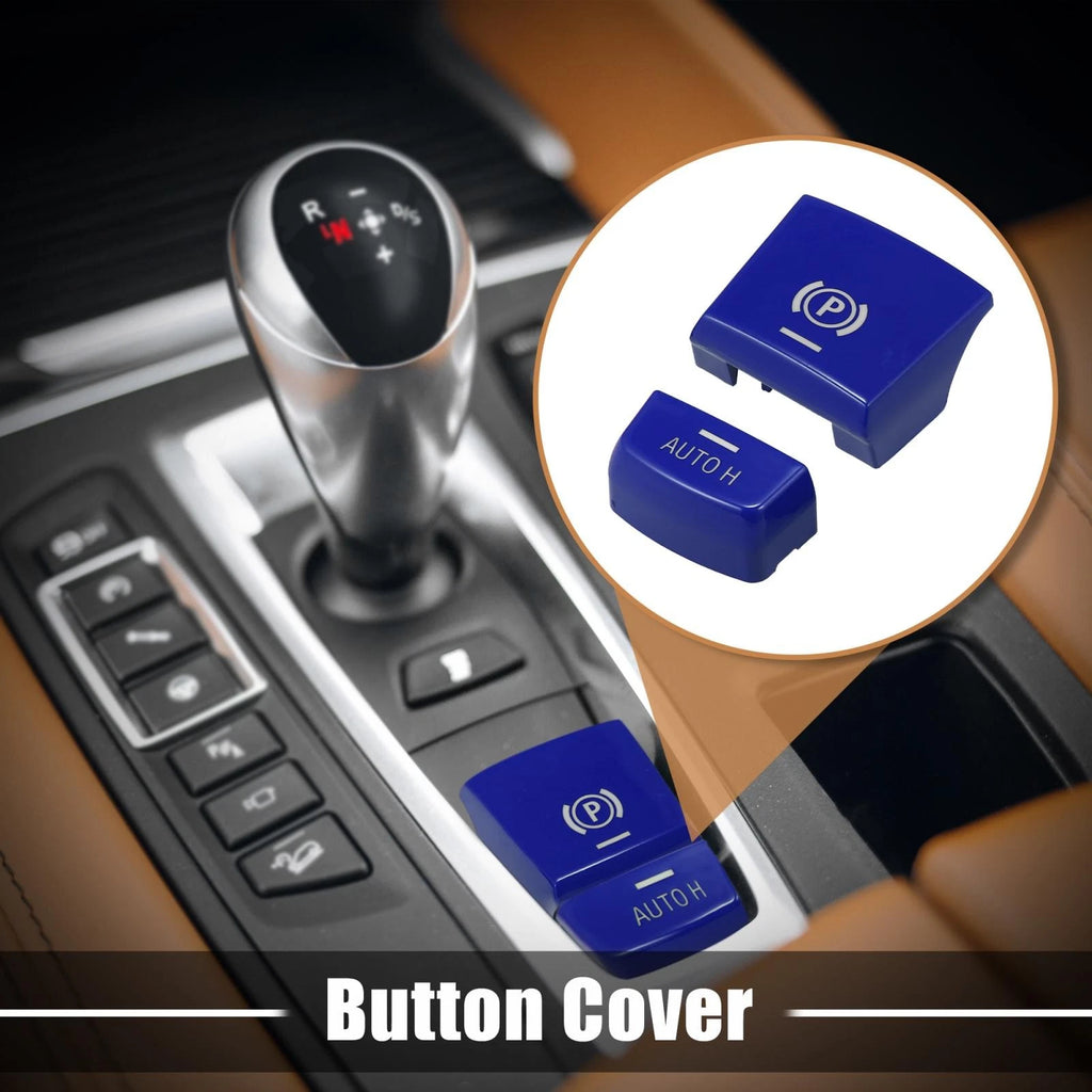 Set of 2 AUTO H Button P Button Covers for BMW F01 F02 F10 F12 F15 F25 F26 Blue