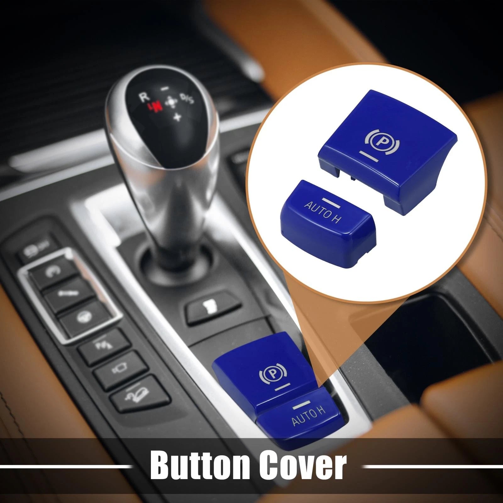 Set of 2 AUTO H Button P Button Covers for BMW F01 F02 F10 F12 F15 F25 F26 Blue