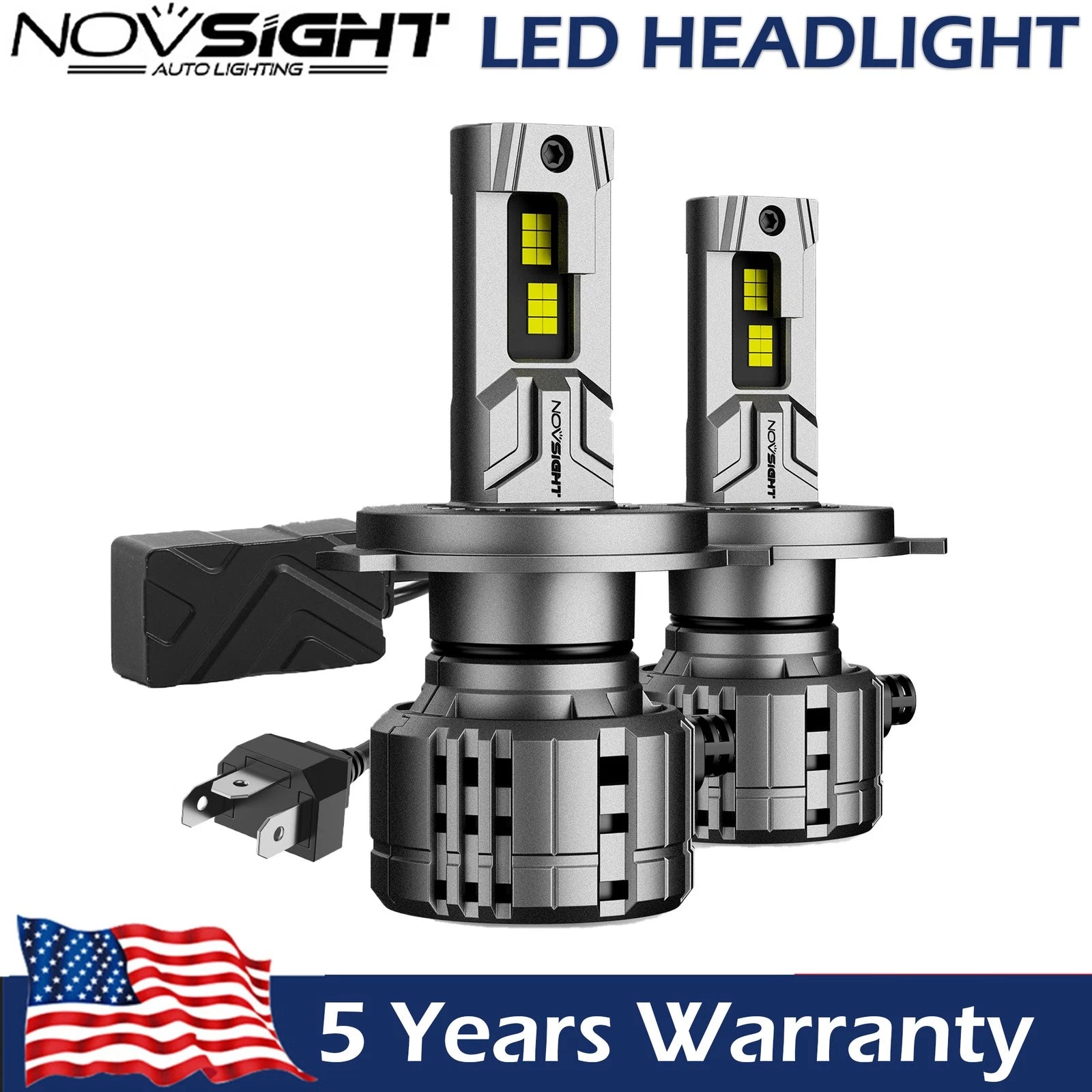 Canbus H4 9003 LED Headlight Bulbs Set of 2 Super Bright White (200W 40000LM)