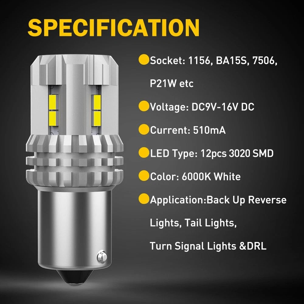 Set of 2 LED Reverse Backup Light Bulbs for Various Models