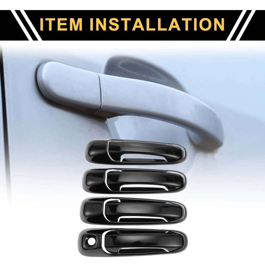 Set of 4 Car Door Handle Protectors for Dodge Ram 1500 (2002–2008) Glossy Black