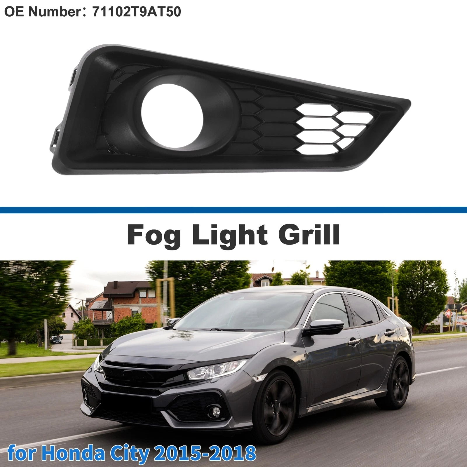 Front Right Fog Light Grill No. 71102T9AT50 for Honda City (2015–2018)