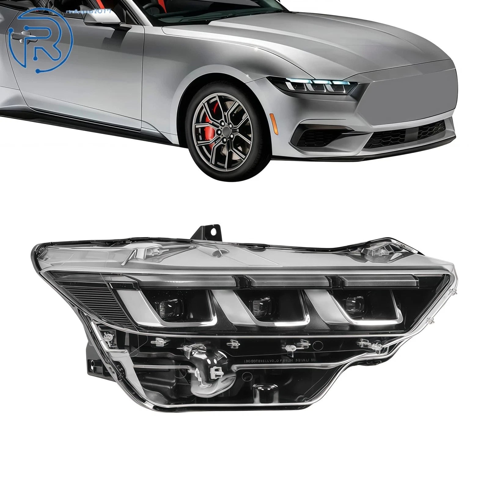 Passenger Side Headlight for Ford Mustang (2024–2026) 13-Pin Chrome Full LED